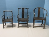 Collection 3 Cast Iron Ming Dynasty Style Chinese Décor Chairs