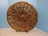 Decorative Hand Woven Vine Basket Shallow Bowl w/ Stand