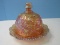 Imperial Glass-Ohio Lustre Rose Carnival Marigold Pattern Round Dome Covered Butter