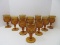 Set - 10 Indiana Glass Diamond Point Pattern Amber Heavy Pressed Water Goblets