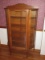 Exceptional Early Tiger Oak China Curio Cabinet Curved Side Glass Panes