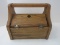 Vintage Solid Oak Butler Sewing Box Double Hinged Lids & Center Handle