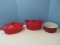 5 Pieces - Oven Stoneware Baking Casserole Dishes Maroon Round Soufflé 3 5/8