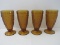 Set - 4 Indiana Glass Sandwich Pattern Amber Depression Glass Stem #170 Footed Iced Tea