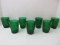 7 Piece Set - Anchor Hocking Forest Green Pressed Glass Sandwich Pattern Flat Tumblers 4