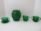 5 Pieces - Anchor Hocking Forest Green Pressed Glass Sandwich Pattern 3 1/4