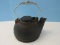 Vintage Cast Iron Kettle Stove Teapot w/ Coil Wire Handle & Swing Lid