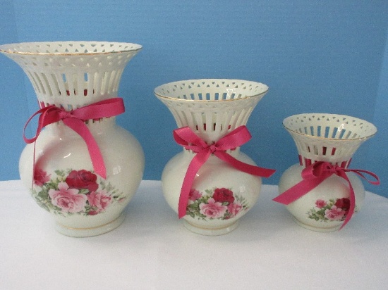 Set - 3 Baum Brothers Formalities Collection Victorian Rose Pattern