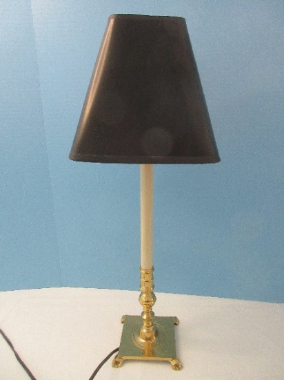 French Revival Style Brass Candlestick 22 1/2" Accent Lamp on Paw Feet Base Black Shade