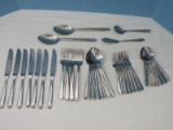 39 Pieces - Gibson Alizza Pattern Glossy Stainless Modern Plain Style Flatware