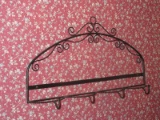 Black Wrought Iron Country Cottage Keepsake Cup & Saucer Wall Display Rack Scroll Design