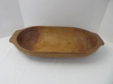 Vintage Oblong Wooden Dough Bowl w/ Tab Handles