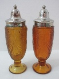 Tiara Amber Collection Sandwich Pressed Glass Pattern 4 7/8