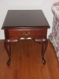 Queen Anne Style Cherry End Table w/ Dovetail Drawer