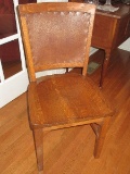 Antique Tiger Oak Quarter Sawn Chair w/ Curved Upholstered Back