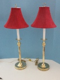 Pair - Traditional Reed Column Banquet End Candlestick 30 1/2