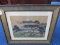 Very Cool Mt. Fuji Scene hand Painted on Silk in Gilted Wood Frame/Matt