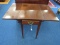 Wooden Drop Leaf Rectangle Side Table 1 Drawer, Narrow Legs, Brass Pull Dovetailed