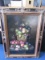 Large Fruits in Baskets Picture Print in Heavily Carved Black/Gilted Wood Frame/Matt