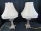 Pair - Ornate Rope & Flower Design Table Lamps w/ Tan Shades