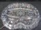 Ornate Floral Etched Pattern Divided Glass Chip/Dip Dish