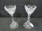 Pair - Crystal Glass Floral Design Candle Holders
