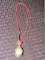 Enamel Egg Gilted Pendant on Red Rope Necklace