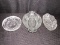 Crystal Glass Diamond cut Ashtray, Divided Prescut Glass Dish, Prescut Oval Dish