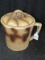 Brown Coffee/Cookie Band Cookie Jar Ceramic w/ Lid
