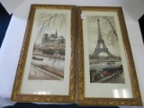 Pair - Paris Scenes Nortre Dame & Tours Eiffel by Artist Ortiz Aliau Fine Art Prints