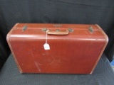 Vintage Red Leather Samsonite Suitcase Pink Fabric Inside
