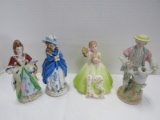 4 Ceramic Collectible Figurines Hand Made Japan Lady, Gentleman Gardener