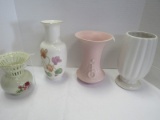4 Large Vases - 1 Pink w/ Hoop Design 8 1/2