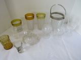 Glass Lot - Amber Cup Drum Motif, Pinwheel Motif, Crystal Glass Cup, Etc.