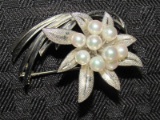 Silver Floral Design Brooch Pin