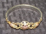 10k Gold Floral Bracelet w/ Metal Band