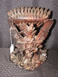 Wood Carved Thai Man on Mythical Creature Statuette Décor