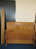 Vintage QUEEN Wooden Sleigh Bed Panel Motif