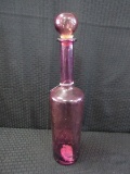 Tall Vintage Pink Décor Decanter Bottle Bead Trim w/ Stopper
