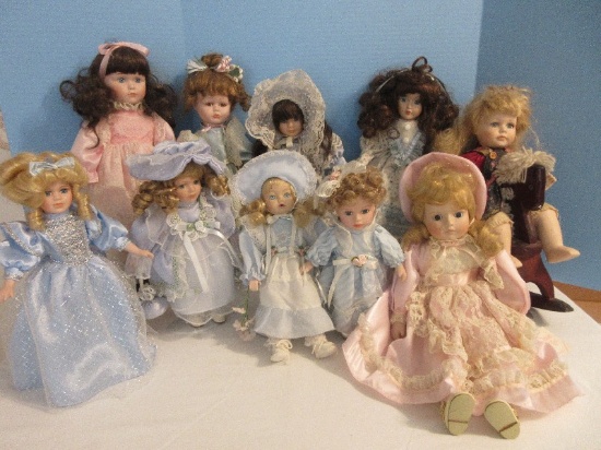 Collection 10 Porcelain Collectors Dolls, Gorham Petticoats & Lace Series "April"