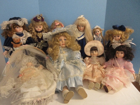Collection 10 Porcelain Collectors Dolls Gorham Petticoats & Lace "Melissa"