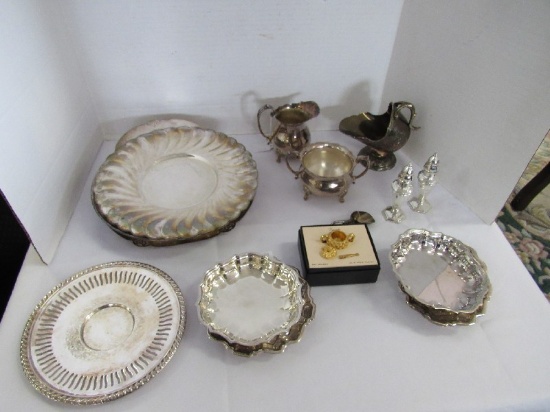 Silverplate Lot - Towle Creamer, F.B. Rogers, English Silver Mfg. Plates, Bowls, Etc.