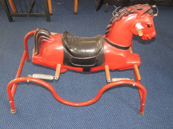 Vintage Red/Black Child's Toy Rocking Horse Wood Handles