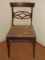 Mahogany Pierced Medallion Back Side Chair on Sabre Legs Upholstered Seat