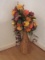 Hand Woven Double Handle Vase w/ Silk Floral Vine Arrangement