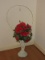 Painted White Vintage Wicker Funeral Flower Basket Red Silk Bouquet Basket