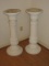 Pair - Classic Molded Grecian Reed Column Plant Stands Raised Acanthus Leaves Trim