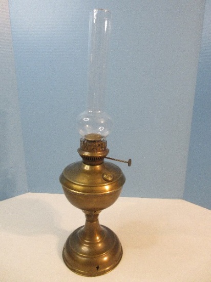 Antique Brass Embossed Eagle Logo Emblem 1880 Pedestal Kerosene Oil Lamp Base
