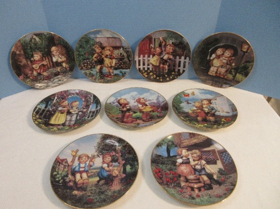 Set - 9 Danbury Mint Collectors 8 1/4" Porcelain M.J. Hummel Plate Collection