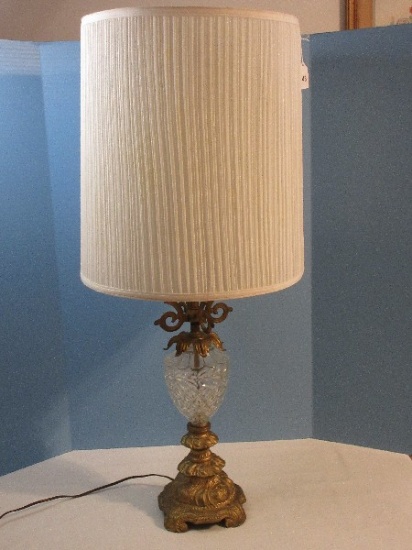 Exquisite Hollywood Regency Style 36" table Lamp Crystal Font Diamond Foliage